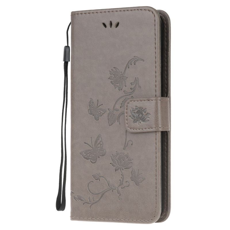 Folio Deksel for Samsung Galaxy M31 Svart Sommerfugler Og Tanga Blomster