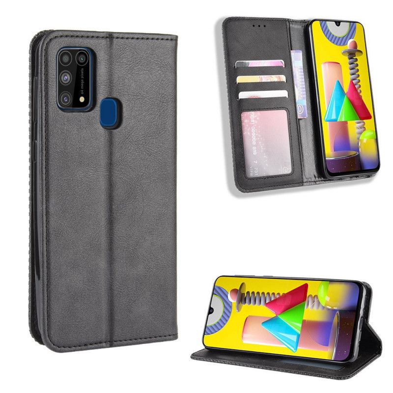 Folio Deksel for Samsung Galaxy M31 Svart Stiliserte Vintage Skinneffekt