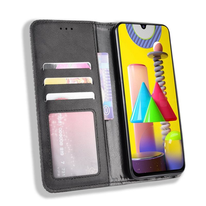 Folio Deksel for Samsung Galaxy M31 Svart Stiliserte Vintage Skinneffekt