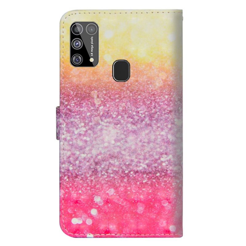 Folio Deksel Samsung Galaxy M31 Gradient Magenta Glitter Anti-fall