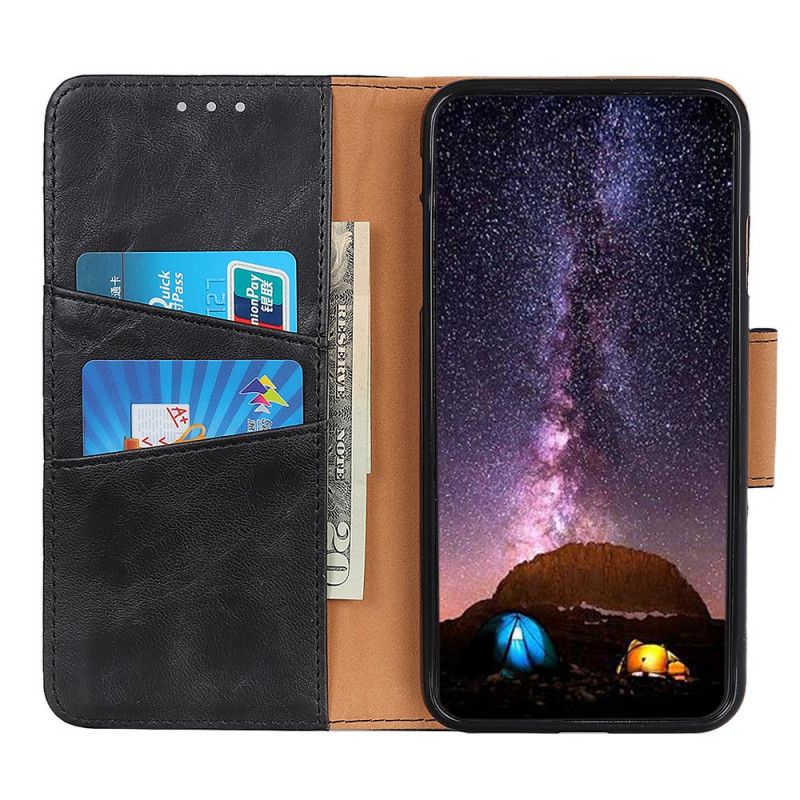 Folio Deksel Samsung Galaxy M31 Mørkeblå Delt Lær Reversibel Lås