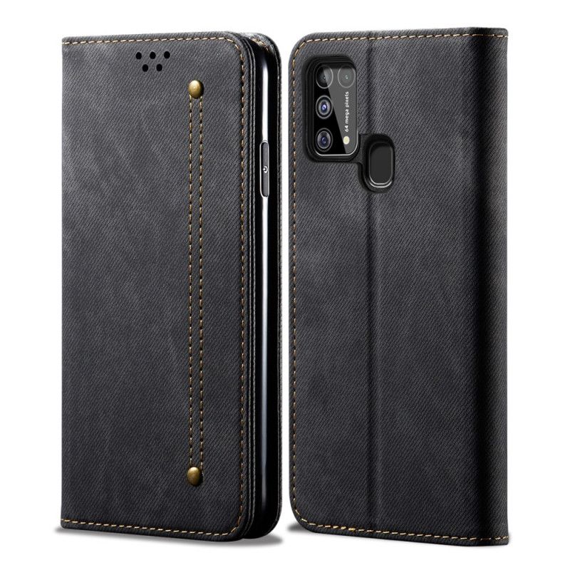 Folio Deksel Samsung Galaxy M31 Svart Jeansstoff