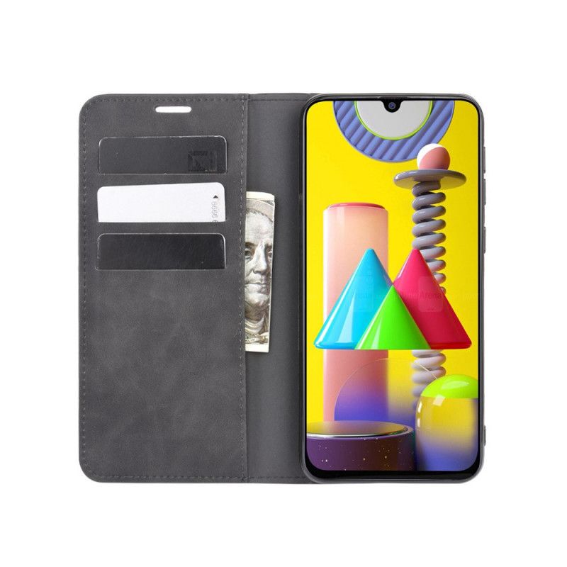 Folio Deksel Samsung Galaxy M31 Svart Myk Skinneffekt