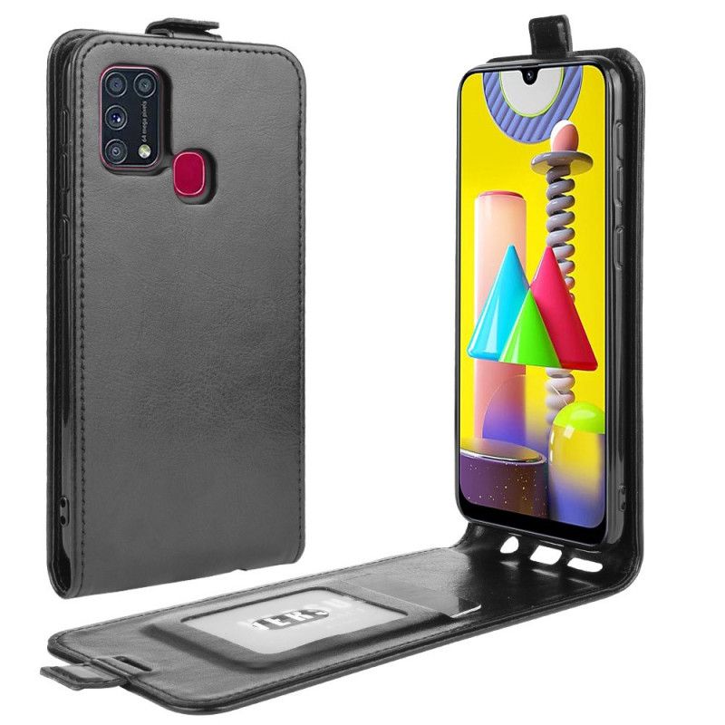 Folio Deksel Samsung Galaxy M31 Svart Sammenleggbar Skinneffekt Anti-fall