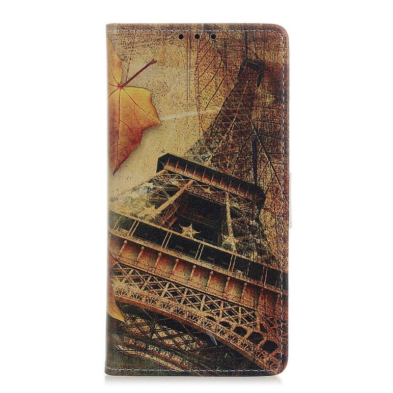 Lærdeksel Folio Deksel Samsung Galaxy M31 Eiffeltårnet Om Høsten
