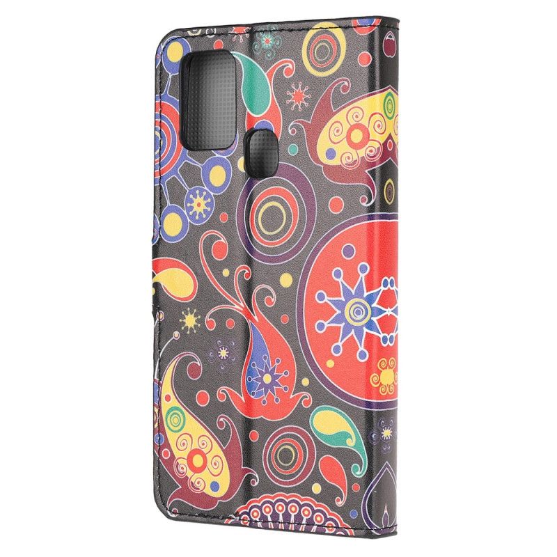 Lærdeksel Folio Deksel Samsung Galaxy M31 Mobildeksel Galakse Design