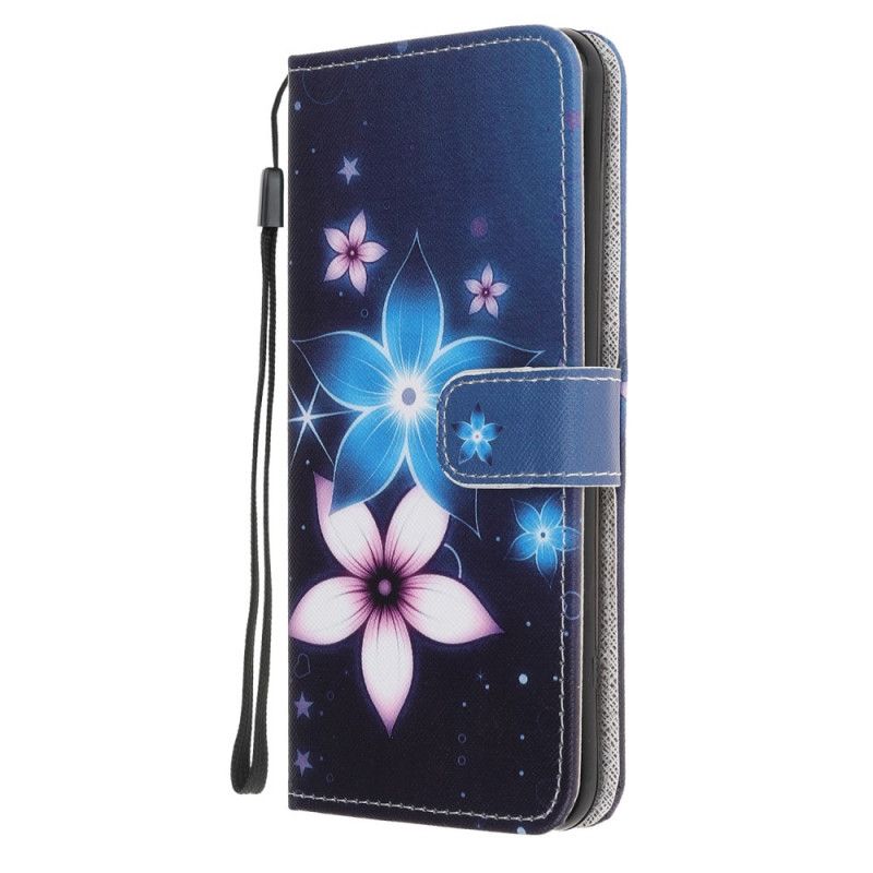 Lærdeksel Folio Deksel Samsung Galaxy M31 Mobildeksel Måneblomster Med Tanga