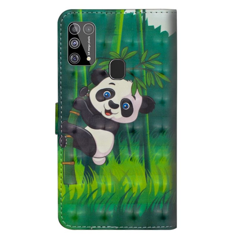 Lærdeksel Folio Deksel Samsung Galaxy M31 Mobildeksel Panda Og Bambus