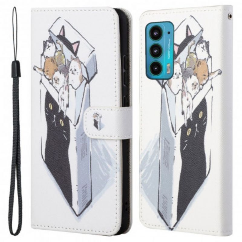 Folio Deksel Motorola Edge 20 Funky Cats Strappy