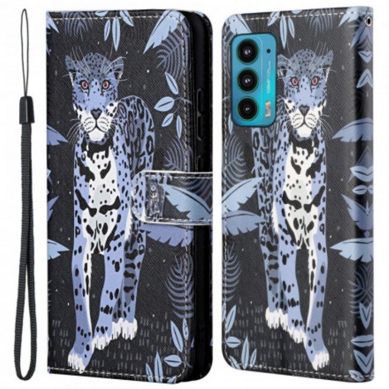 Folio Deksel Motorola Edge 20 Leopard Strappy