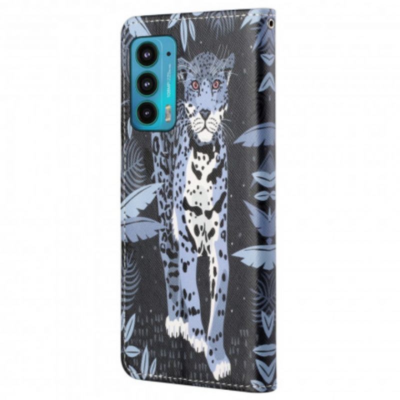 Folio Deksel Motorola Edge 20 Leopard Strappy