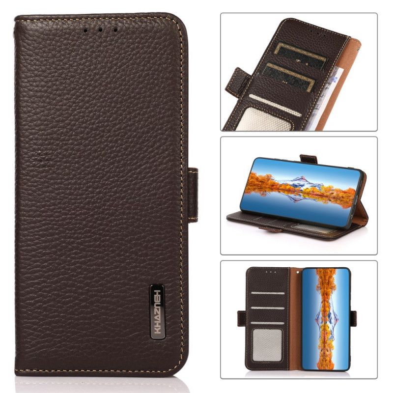 Folio Deksel Motorola Edge 20 Litchi Leather Khazneh Rfid