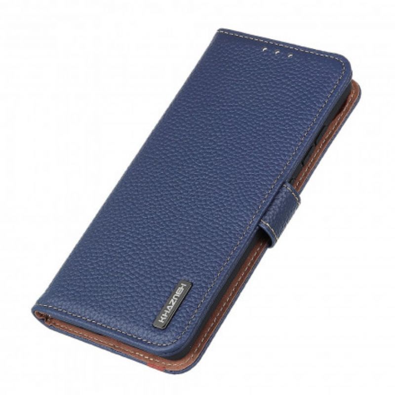 Folio Deksel Motorola Edge 20 Litchi Leather Khazneh Rfid Beskyttelse Deksel