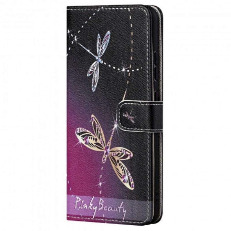 Folio Deksel Motorola Edge 20 Strappy Dragonflies Beskyttelse Deksel