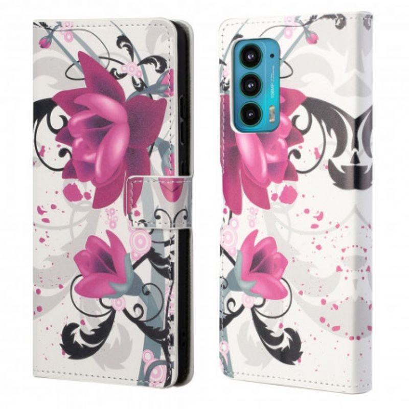 Folio Deksel Motorola Edge 20 Tropiske Blomster