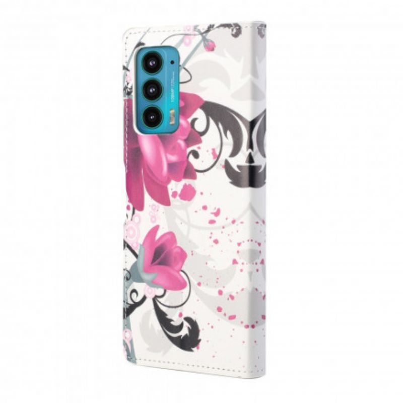 Folio Deksel Motorola Edge 20 Tropiske Blomster