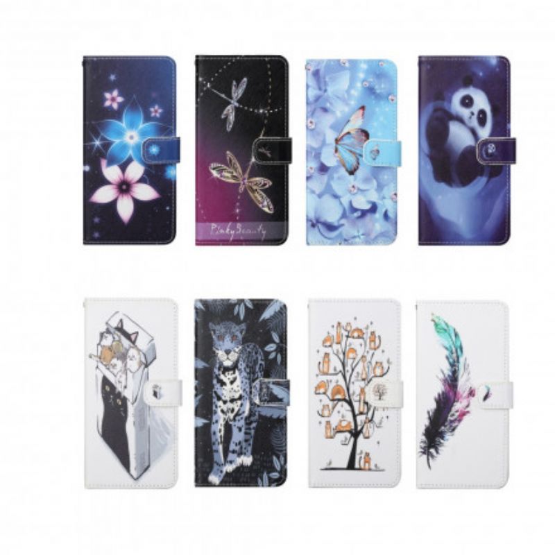 Folio Deksel Til Motorola Edge 20 Diamond Strappy Butterflies