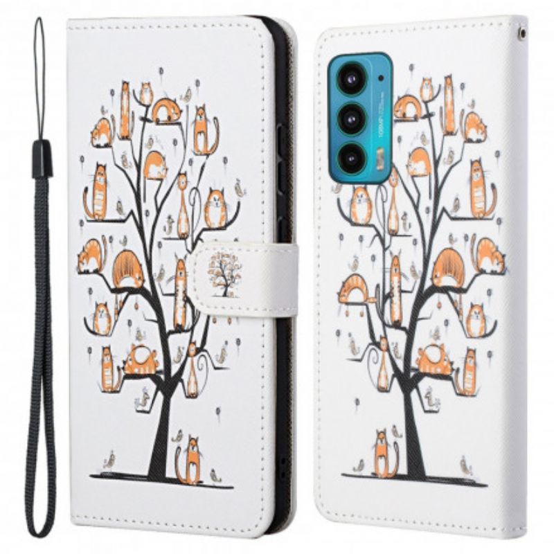 Folio Deksel Til Motorola Edge 20 Funky Cats Strappy