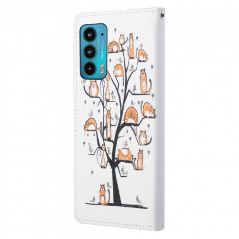 Folio Deksel Til Motorola Edge 20 Funky Cats Strappy