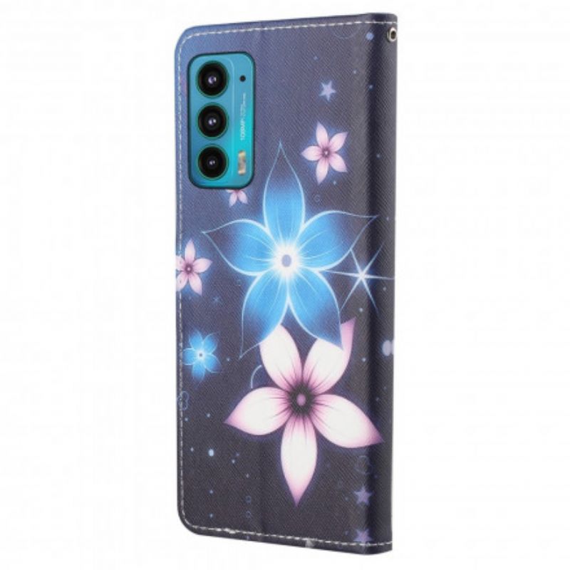 Lærdeksel Folio Deksel Motorola Edge 20 Lunar Strappy Flowers