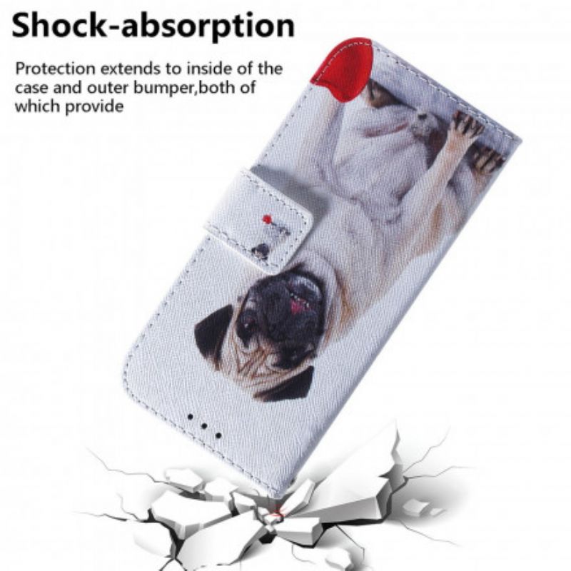 Lærdeksel Folio Deksel Motorola Edge 20 Mobildeksel Pug Dog