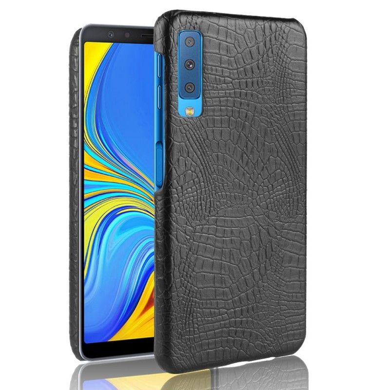 Deksel for Samsung Galaxy A7 Svart Krokodillehudeffekt