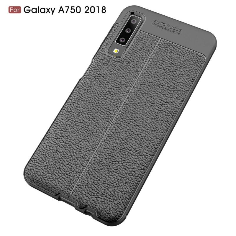 Deksel Samsung Galaxy A7 Svart Dobbeltlinjet Litchi-Effekt