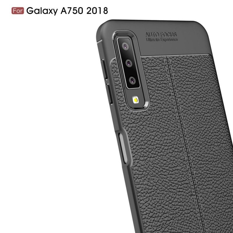 Deksel Samsung Galaxy A7 Svart Dobbeltlinjet Litchi-Effekt