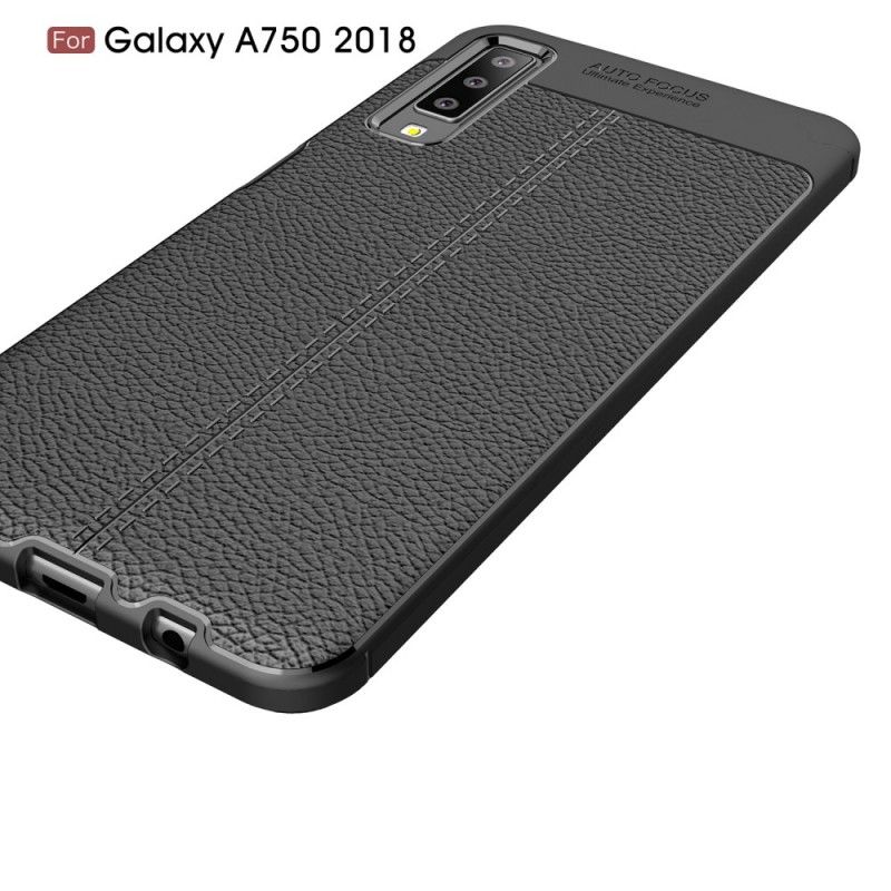 Deksel Samsung Galaxy A7 Svart Dobbeltlinjet Litchi-Effekt