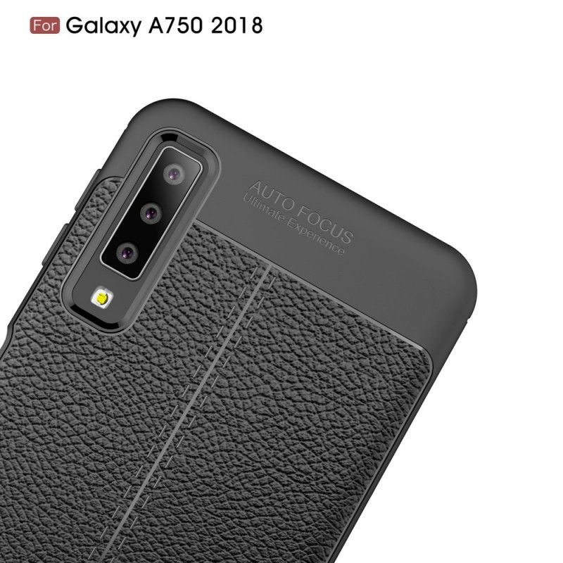 Deksel Samsung Galaxy A7 Svart Dobbeltlinjet Litchi-Effekt