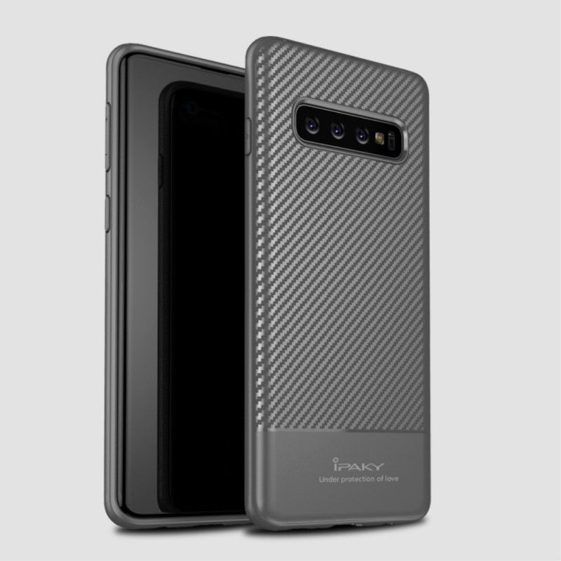 Deksel for Samsung Galaxy S10 Svart Ipaky Karbonfiber