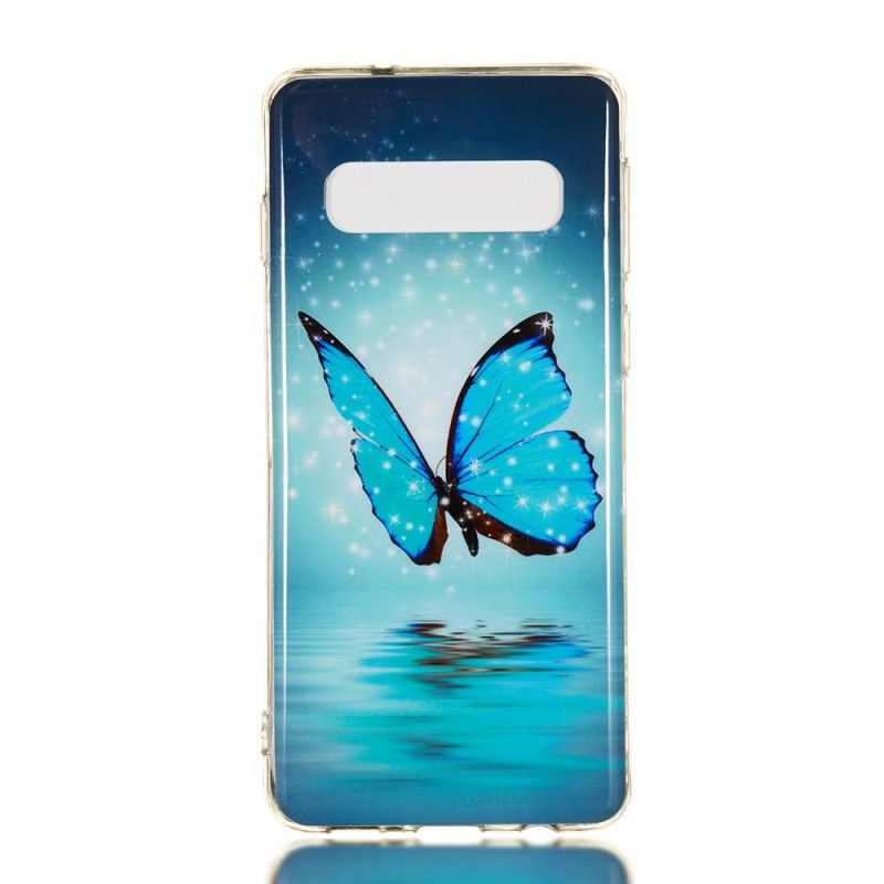 Deksel Samsung Galaxy S10 Fluorescerende Blå Sommerfugl