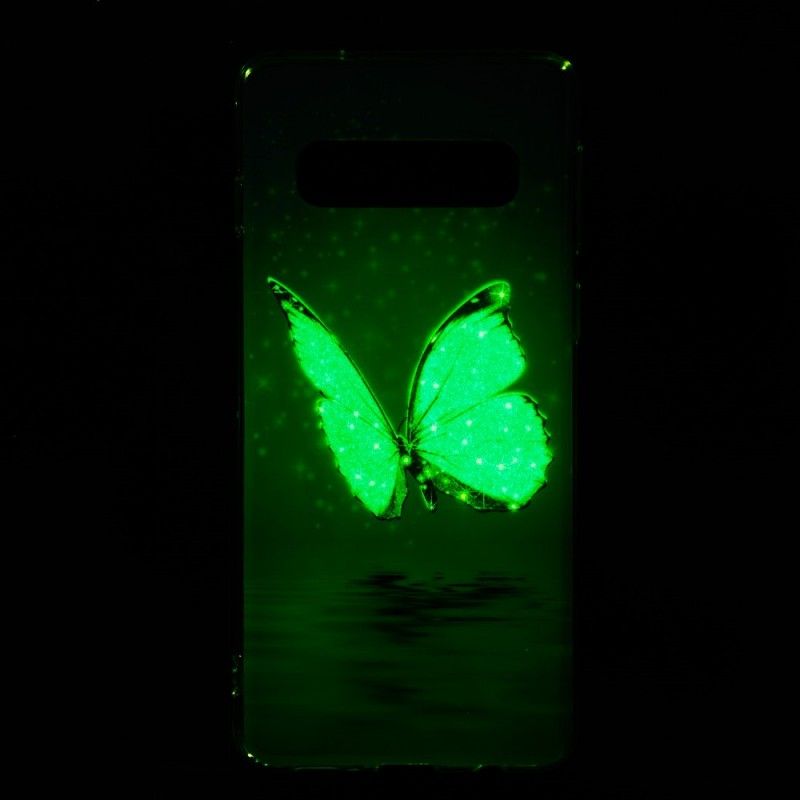 Deksel Samsung Galaxy S10 Fluorescerende Blå Sommerfugl