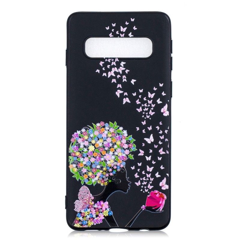 Deksel Samsung Galaxy S10 Kvinne Med Blomsterhode