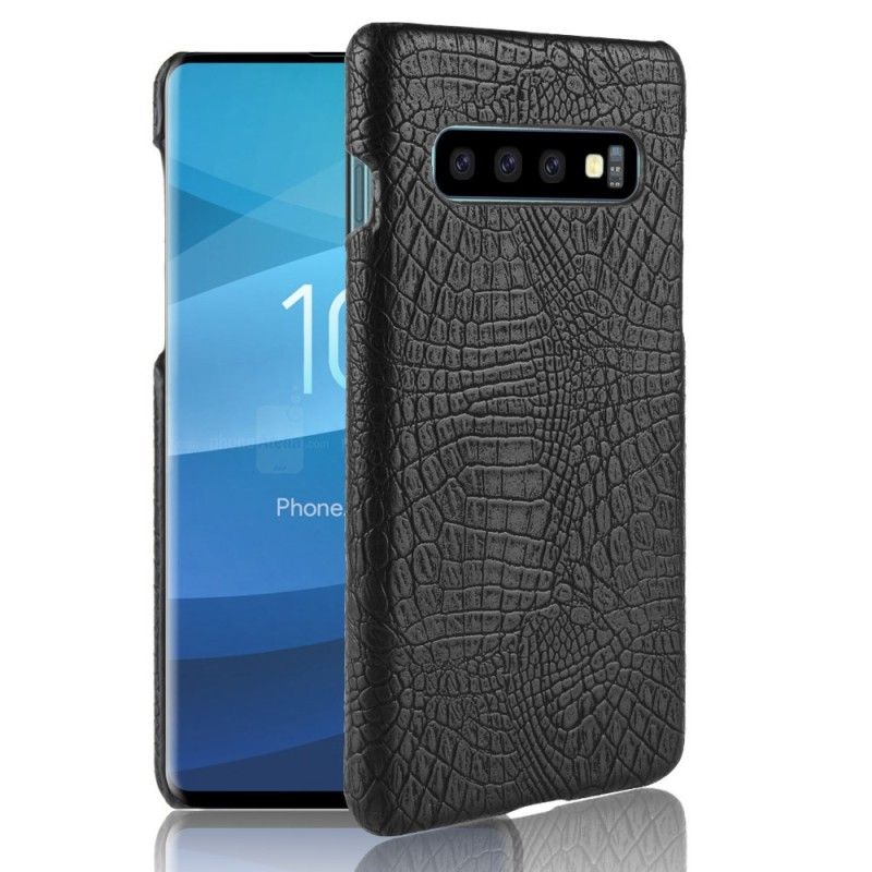 Deksel Samsung Galaxy S10 Svart Krokodillehudeffekt Beskyttelse