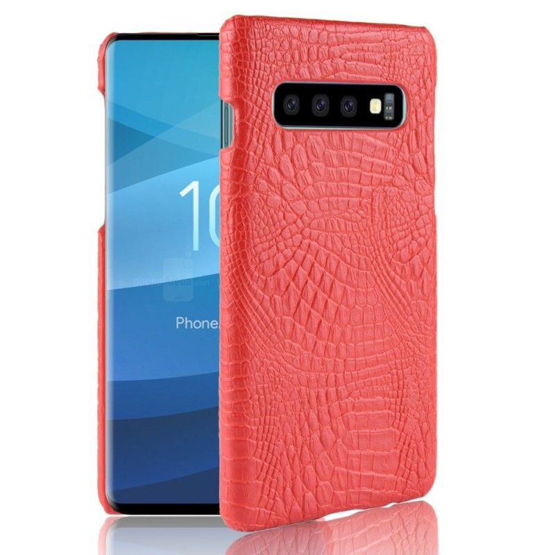 Deksel Samsung Galaxy S10 Svart Krokodillehudeffekt Beskyttelse