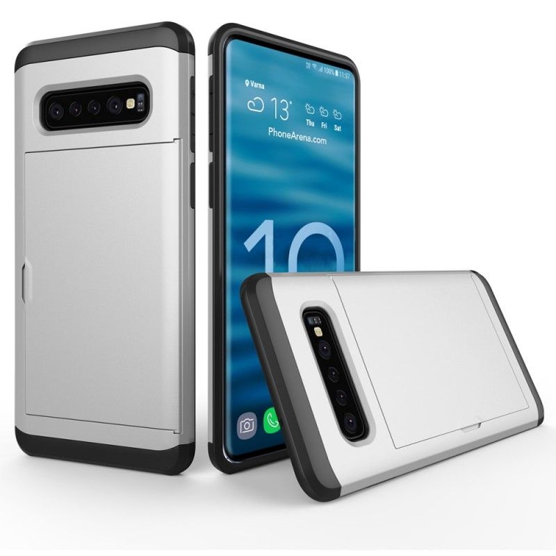 Deksel Samsung Galaxy S10 Svart Mobildeksel Stiv Prangende Kortholder