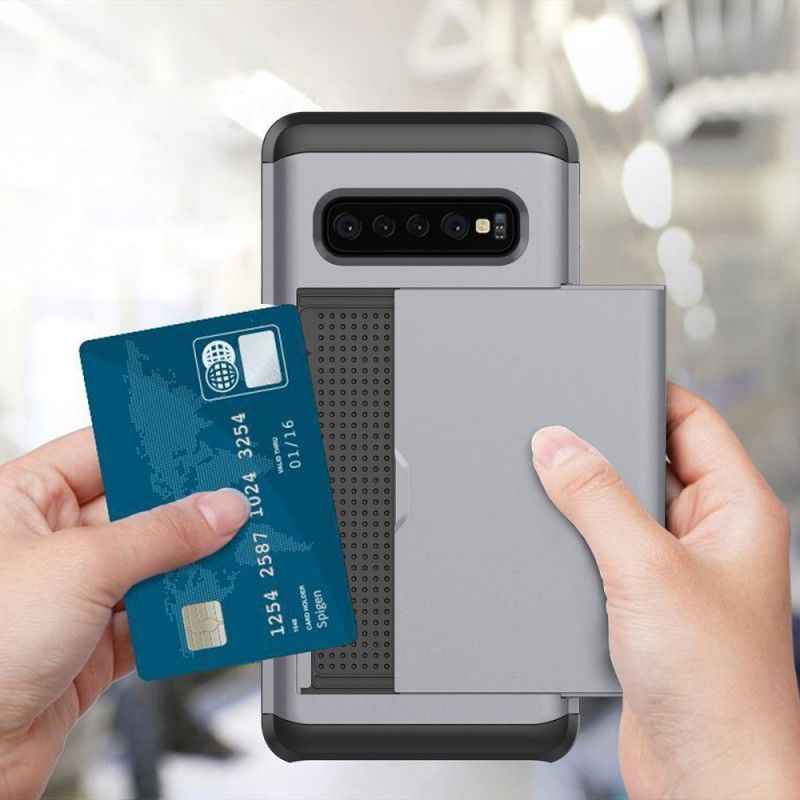 Deksel Samsung Galaxy S10 Svart Mobildeksel Stiv Prangende Kortholder