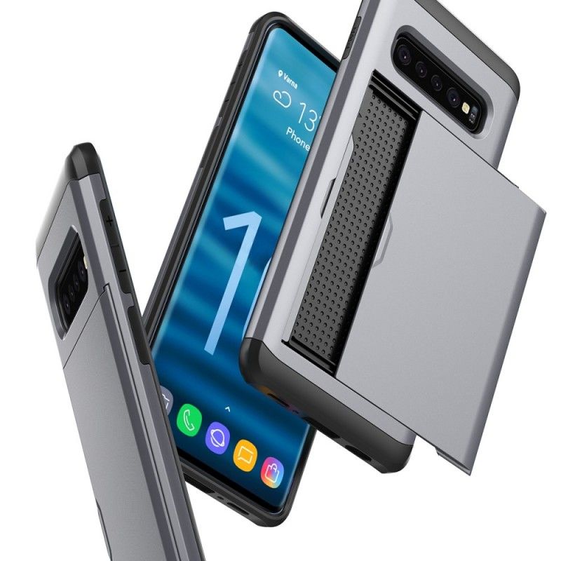 Deksel Samsung Galaxy S10 Svart Mobildeksel Stiv Prangende Kortholder