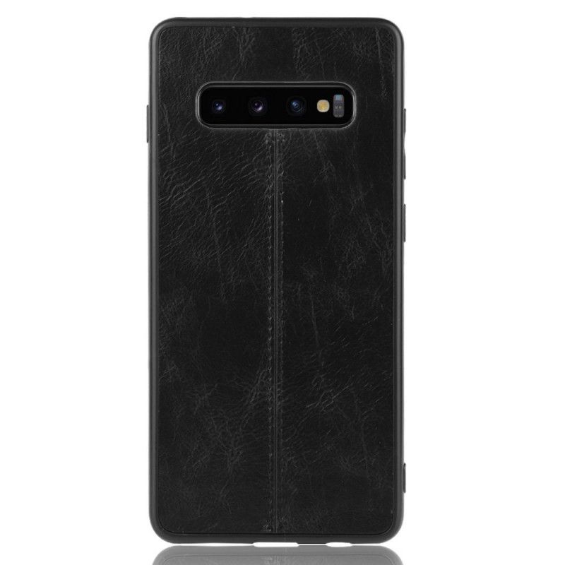 Deksel Samsung Galaxy S10 Svart Sydd Skinneffekt Beskyttelse