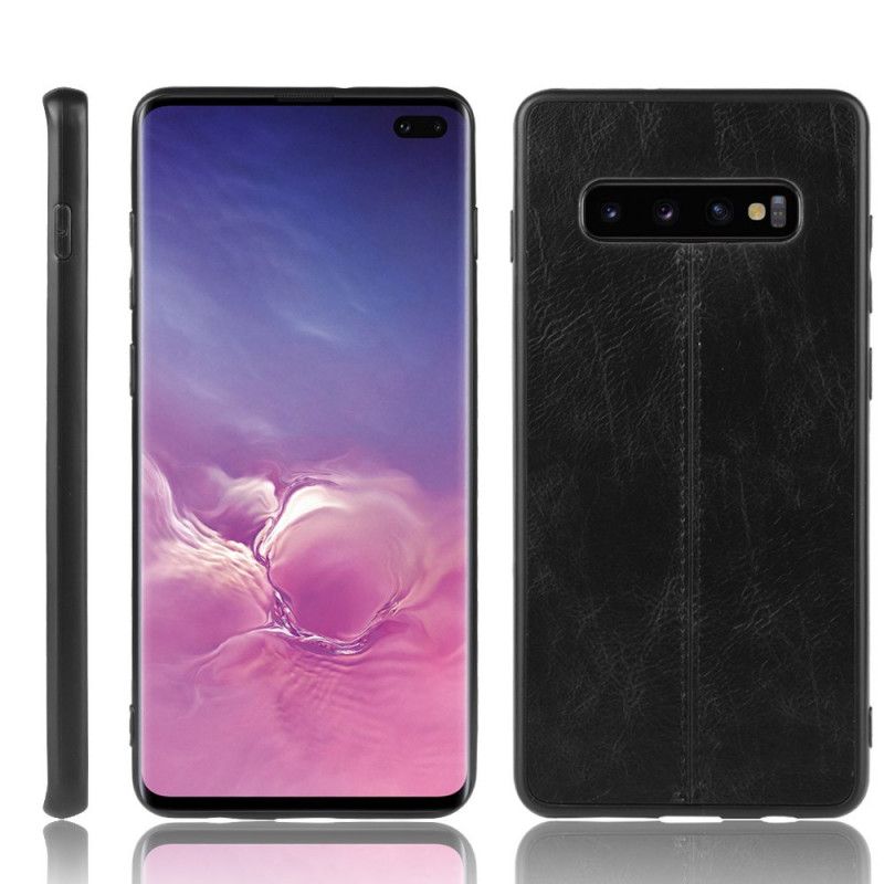 Deksel Samsung Galaxy S10 Svart Sydd Skinneffekt Beskyttelse