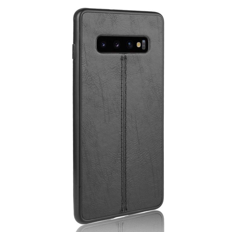 Deksel Samsung Galaxy S10 Svart Sydd Skinneffekt Beskyttelse