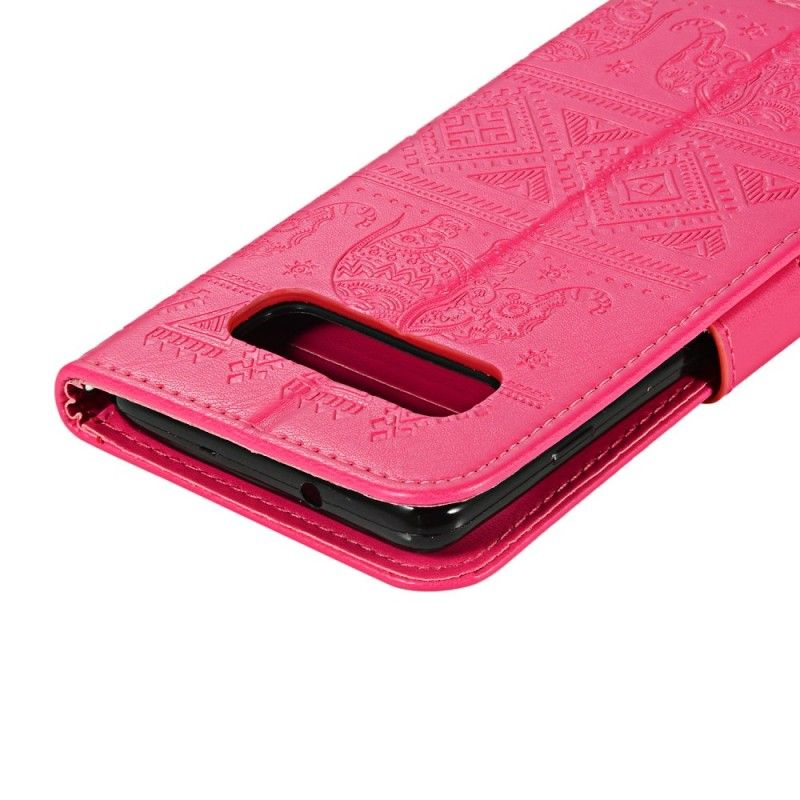 Folio Deksel for Samsung Galaxy S10 Magenta Stammeelefanter I Imitert Skinn