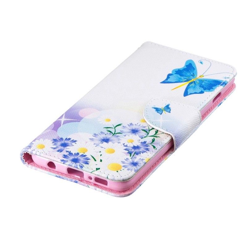 Folio Deksel Samsung Galaxy S10 Magenta Malte Sommerfugler Og Blomster