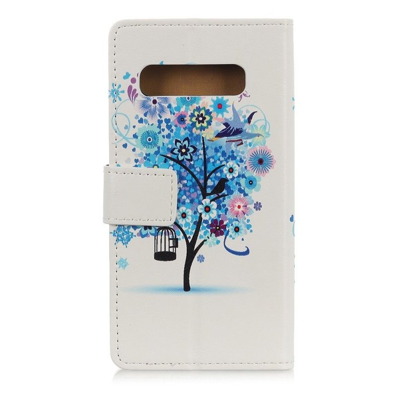 Folio Deksel Samsung Galaxy S10 Oransje Blomstrende Tre Beskyttelse