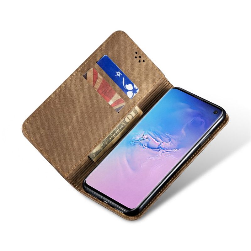 Folio Deksel Samsung Galaxy S10 Svart Mobildeksel Jeansstoff