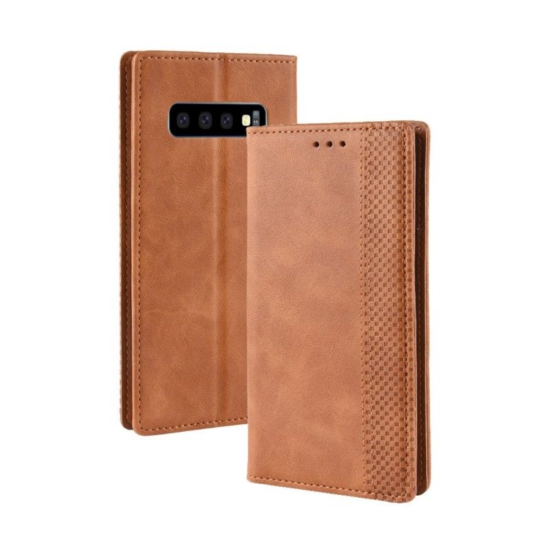 Folio Deksel Samsung Galaxy S10 Svart Mobildeksel Stilisert Vintage-Skinneffekt