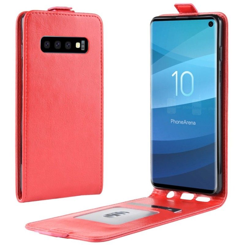 Folio Deksel Samsung Galaxy S10 Svart Sammenleggbar Skinneffekt