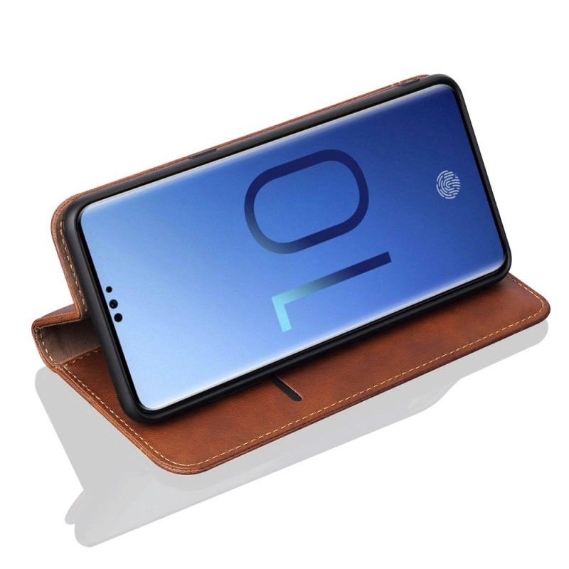 Folio Deksel Samsung Galaxy S10 Svart Sydd Skinneffekt Beskyttelse