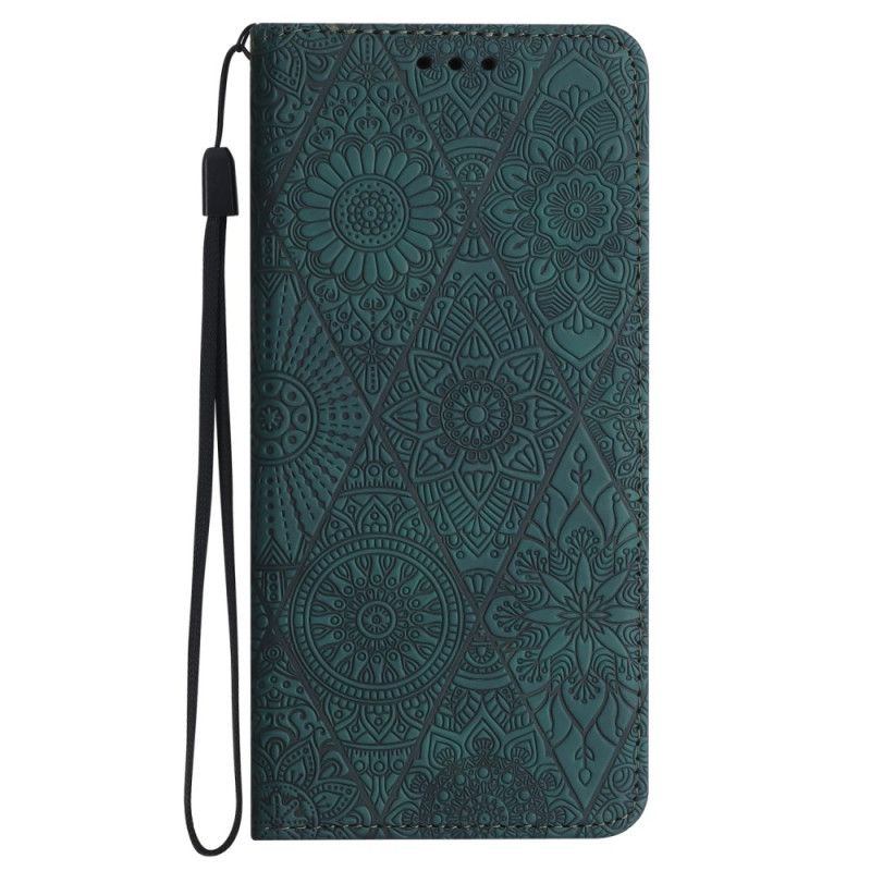 Folio Deksel Lær Samsung Galaxy A15 5g Mobildeksel Patchwork Med Stropp